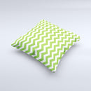 Green & White Chevron Pattern Ink-Fuzed Decorative Throw Pillow