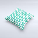 Green White Chevron Pattern V2 Ink-Fuzed Decorative Throw Pillow
