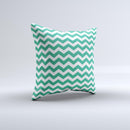 Green White Chevron Pattern V2 Ink-Fuzed Decorative Throw Pillow
