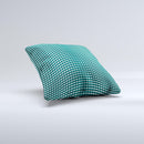 Green White Wavy Squares ink-Fuzed Decorative Throw Pillow