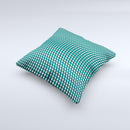 Green White Wavy Squares ink-Fuzed Decorative Throw Pillow