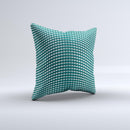 Green White Wavy Squares ink-Fuzed Decorative Throw Pillow