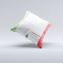Green White and Red Flag Wood Ink-Fuzed Decorative Throw Pillow