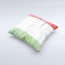 Green White and Red Flag Wood Ink-Fuzed Decorative Throw Pillow