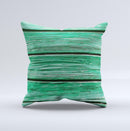 Green Wide Wood Planks Ink-Fuzed Decorative Throw Pillow
