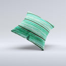 Green Wide Wood Planks Ink-Fuzed Decorative Throw Pillow