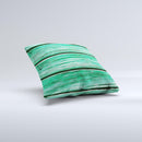 Green Wide Wood Planks Ink-Fuzed Decorative Throw Pillow