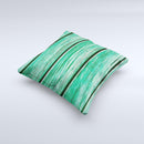 Green Wide Wood Planks Ink-Fuzed Decorative Throw Pillow