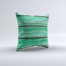 Green Wide Wood Planks Ink-Fuzed Decorative Throw Pillow
