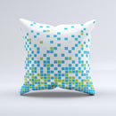 Green and Blue Mosaic Pattern ink-Fuzed Decorative Throw Pillow