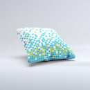 Green and Blue Mosaic Pattern ink-Fuzed Decorative Throw Pillow