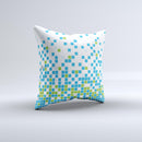 Green and Blue Mosaic Pattern ink-Fuzed Decorative Throw Pillow