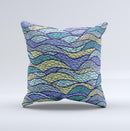 Green and Blue Stain Glass ink-Fuzed Decorative Throw Pillow