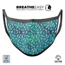 Green and Blue Watercolor Leaves Pattern - Made in USA Mouth Cover Unisex Anti-Dust Cotton Blend Reusable & Washable Face Mask with Adjustable Sizing for Adult or Child