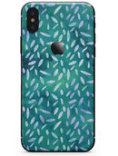 Green and Blue Watercolor Leaves Pattern - iPhone X Skin-Kit