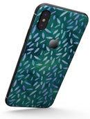 Green and Blue Watercolor Leaves Pattern - iPhone X Skin-Kit