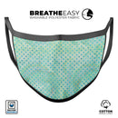 Green and Blue Watercolor Polka Dot Pattern - Made in USA Mouth Cover Unisex Anti-Dust Cotton Blend Reusable & Washable Face Mask with Adjustable Sizing for Adult or Child
