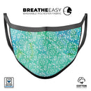 Green and Blue Wtaercolor Fractal Pattern - Made in USA Mouth Cover Unisex Anti-Dust Cotton Blend Reusable & Washable Face Mask with Adjustable Sizing for Adult or Child