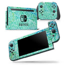 Green and Blue Wtaercolor Fractal Pattern - Vinyl Skin Wrap for Nintendo Switch 2, OLED, Lite, Pro Controller, Wii & Classic Handhelds