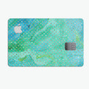 Green and Gold Watercolor Polka Dots - Premium Protective Decal Skin-Kit for the Apple Credit Card
