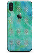 Green and Gold Watercolor Polka Dots - iPhone X Skin-Kit