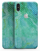 Green and Gold Watercolor Polka Dots - iPhone X Skin-Kit