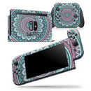 Green and Pink Circle Mandala v9 - Vinyl Skin Wrap for Nintendo Switch 2, OLED, Lite, Pro Controller, Wii & Classic Handhelds