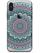 Green and Pink Circle Mandala v9 - iPhone X Skin-Kit