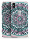 Green and Pink Circle Mandala v9 - iPhone X Skin-Kit