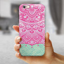 Green and Pink Tribal v3 iPhone 6/6s or 6/6s Plus 2-Piece Hybrid INK-Fuzed Case