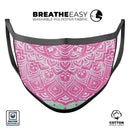 Green and Pink Tribal v3 - Made in USA Mouth Cover Unisex Anti-Dust Cotton Blend Reusable & Washable Face Mask with Adjustable Sizing for Adult or Child