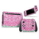 Green and Pink Tribal v3 // Skin Decal Wrap Kit for Nintendo Switch Console & Dock, Joy-Cons, Pro Controller, Lite, 3DS XL, 2DS XL, DSi, or Wii - Vinyl Skin Wrap for Nintendo Switch 2, OLED, Lite, Pro Controller, Wii & Classic Handhelds