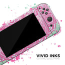 Green and Pink Tribal v3 // Skin Decal Wrap Kit for Nintendo Switch Console & Dock, Joy-Cons, Pro Controller, Lite, 3DS XL, 2DS XL, DSi, or Wii - Vinyl Skin Wrap for Nintendo Switch 2, OLED, Lite, Pro Controller, Wii & Classic Handhelds