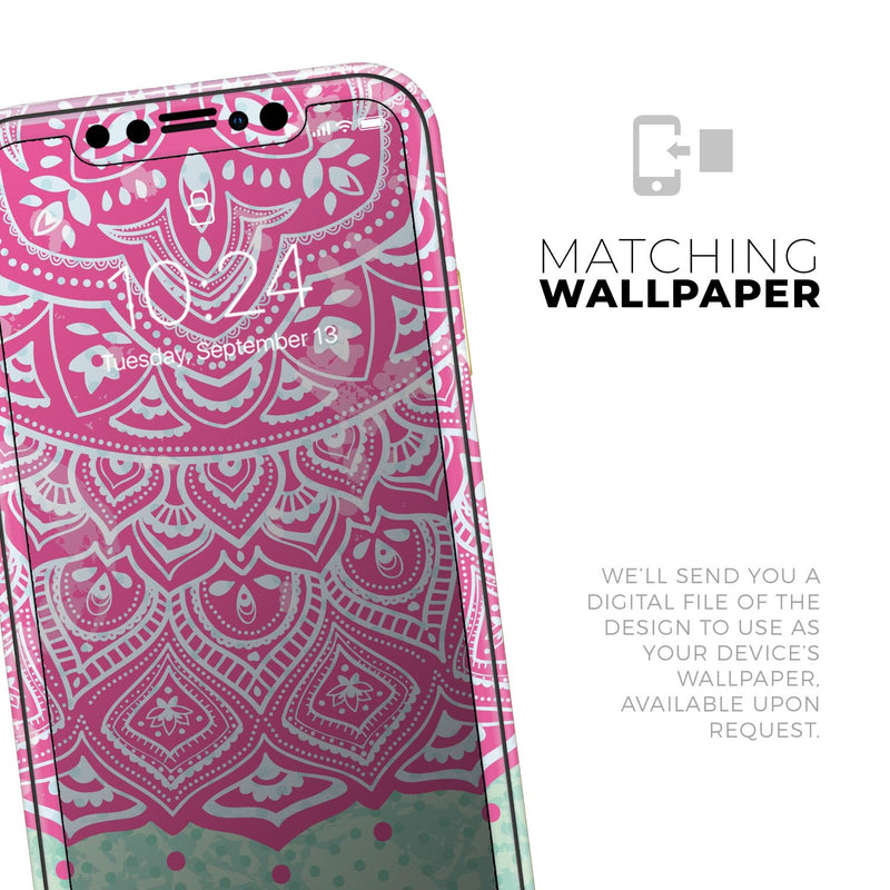 Green and Pink Tribal v3 - Skin-Kit compatible with the Apple iPhone 13, 13 Pro Max, 13 Mini, 13 Pro, iPhone 12, iPhone 11 (All iPhones Available)