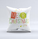 Green and Red Merry Christmas ink-Fuzed Decorative Throw Pillow