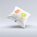 Green and Red Merry Christmas ink-Fuzed Decorative Throw Pillow
