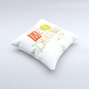 Green and Red Merry Christmas ink-Fuzed Decorative Throw Pillow