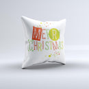 Green and Red Merry Christmas ink-Fuzed Decorative Throw Pillow
