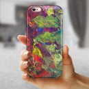 Green and Red Wet Oil Paint Canvas iPhone 6/6s or 6/6s Plus 2-Piece Hybrid INK-Fuzed Case