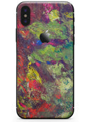 Green and Red Wet Oil Paint Canvas - iPhone X Skin-Kit