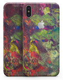 Green and Red Wet Oil Paint Canvas - iPhone X Skin-Kit