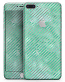 Green and Silver Watercolor Diagonal Stripes - Skin-kit for the iPhone 8 or 8 Plus