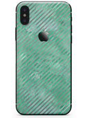 Green and Silver Watercolor Diagonal Stripes - iPhone X Skin-Kit