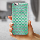 Green and Silver Watercolor Triangle Pattern iPhone 6/6s or 6/6s Plus 2-Piece Hybrid INK-Fuzed Case