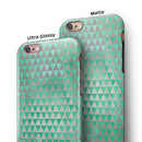 Green and Silver Watercolor Triangle Pattern iPhone 6/6s or 6/6s Plus 2-Piece Hybrid INK-Fuzed Case
