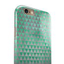 Green and Silver Watercolor Triangle Pattern iPhone 6/6s or 6/6s Plus 2-Piece Hybrid INK-Fuzed Case
