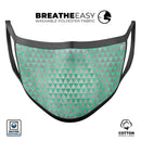 Green and Silver Watercolor Triangle Pattern - Made in USA Mouth Cover Unisex Anti-Dust Cotton Blend Reusable & Washable Face Mask with Adjustable Sizing for Adult or Child