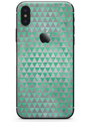 Green and Silver Watercolor Triangle Pattern - iPhone X Skin-Kit