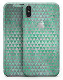 Green and Silver Watercolor Triangle Pattern - iPhone X Skin-Kit
