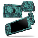 Green and Teal Floral Velvet - Vinyl Skin Wrap for Nintendo Switch 2, OLED, Lite, Pro Controller, Wii & Classic Handhelds